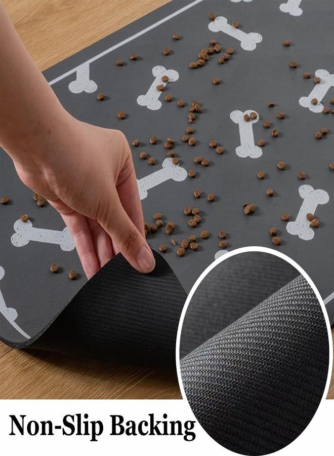 YCTMALL Pet Feeding mat Dog and cat Food Bowl mat Absorbent Non-Slip diatomite Dog Water Bowl mat Super Absorbent Quick Drying pet Food mat to Prevent Water Spills（Black+24.2x16.9in+Bone Shape） - Image 3